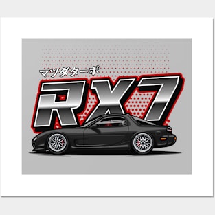 RX7 FD Retro Style (Elegant Black) Posters and Art